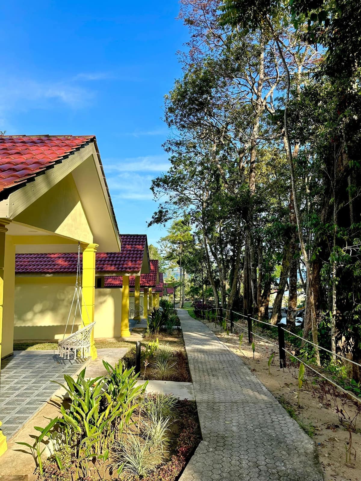 Private timber chalets & swing