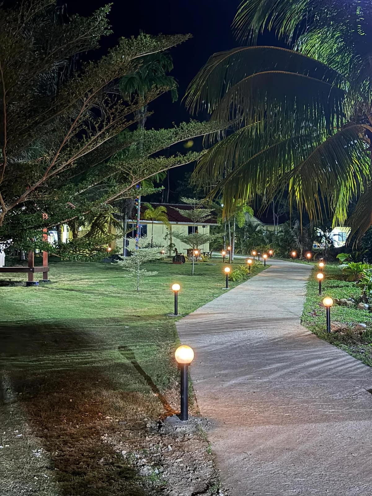 Resort grounds by night