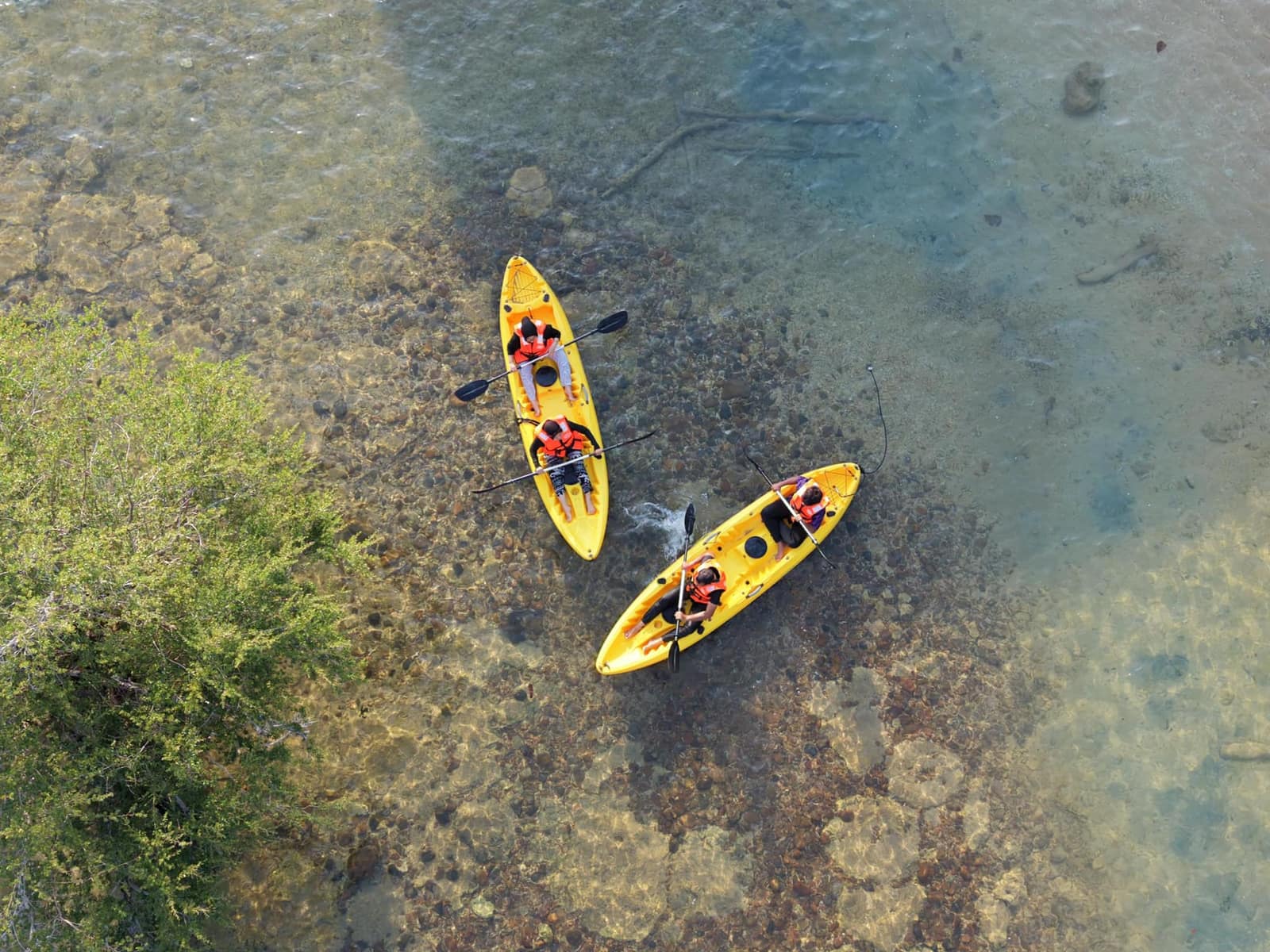 Aerial view of kayaking on Tioman Island